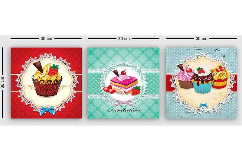 Dekorativ Canvastavla 3-Delar 30x30 cm - Flerfärgad - Inredning & dekor - Tavlor & konst - Canvastavla