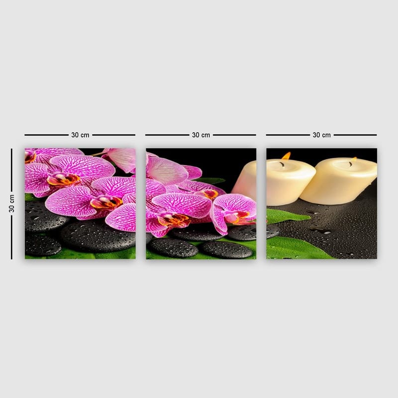 Dekorativ Canvastavla 3-Delar 30x30 cm, Flerfärgad