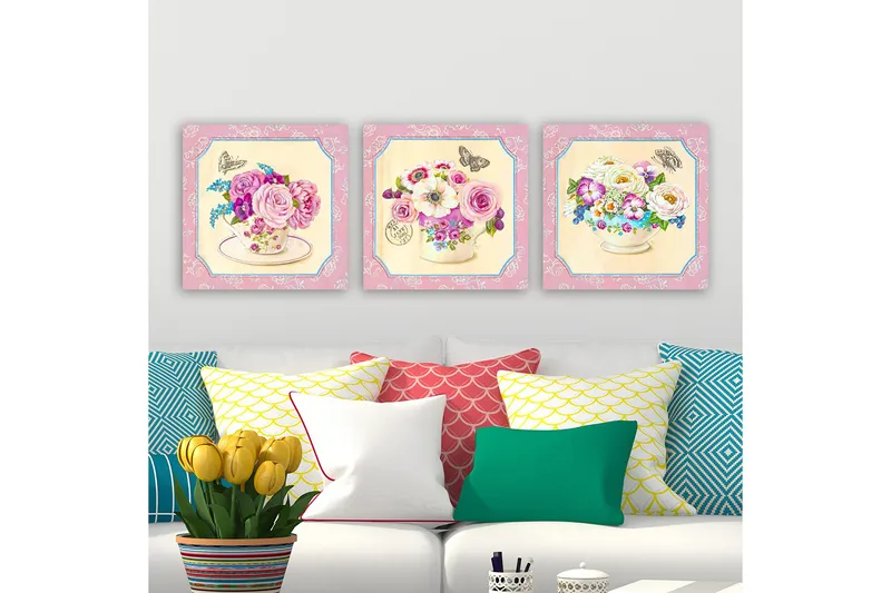 Dekorativ Canvastavla 3-Delar 30x30 cm, Flerfärgad