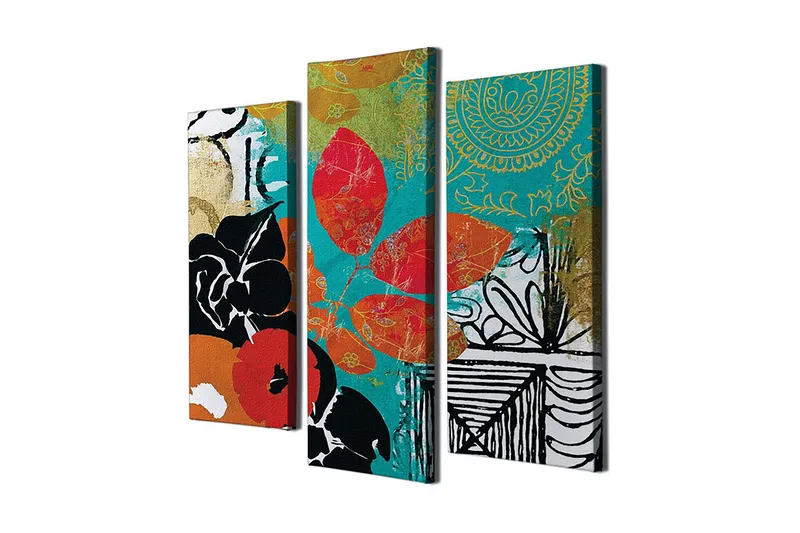 Dekorativ Canvastavla 3-Delar 45x20 cm, Flerfärgad