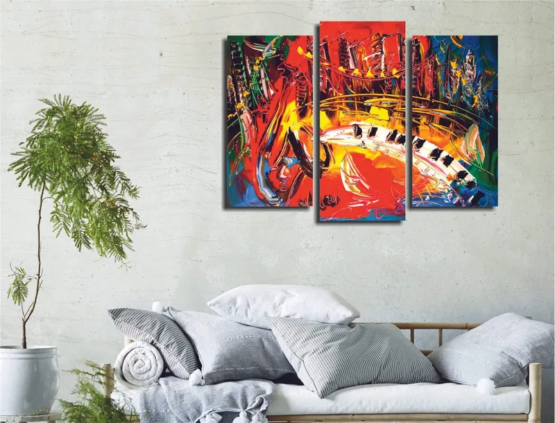 Dekorativ Canvastavla 3-Delar 45x20 cm, Flerfärgad