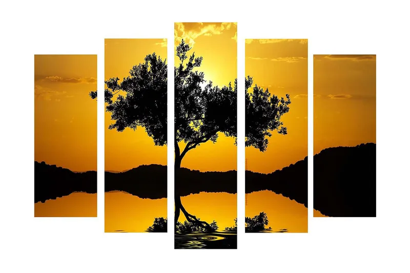 Dekorativ Canvastavla 5-Delar 70x19 cm, Flerfärgad