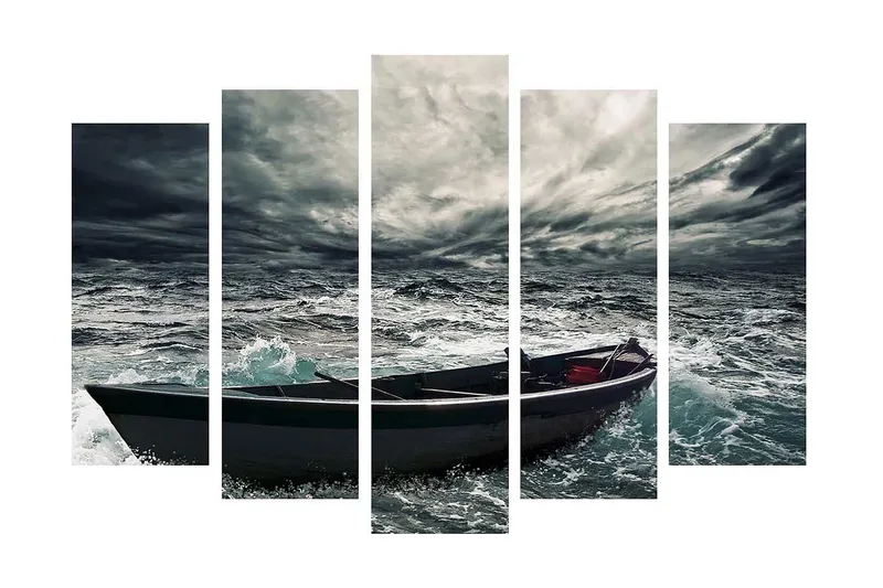 Dekorativ Canvastavla 5-Delar 70x19 cm, Flerfärgad