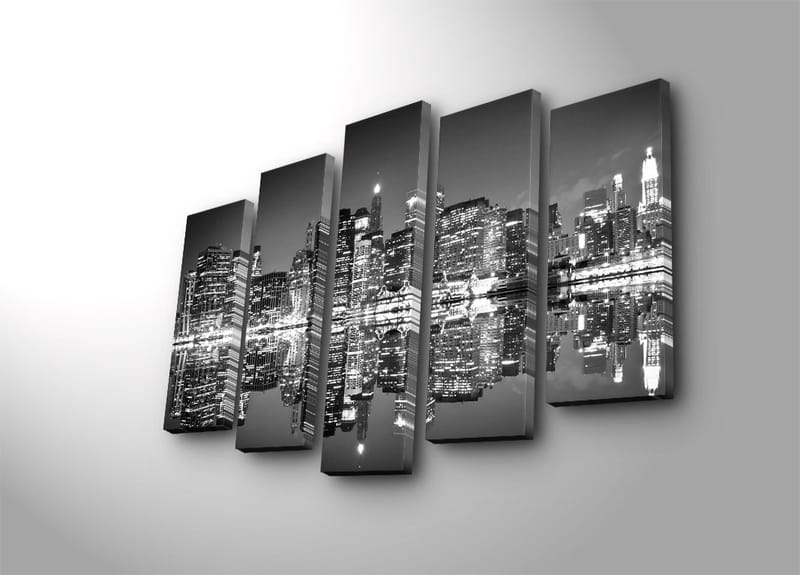 Dekorativ Canvastavla 5-Delar 70x19 cm, Flerfärgad