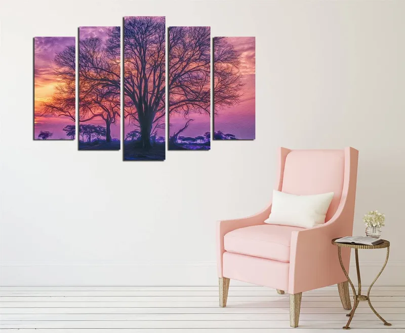 Dekorativ Canvastavla 5-Delar 70x20 cm, Flerfärgad