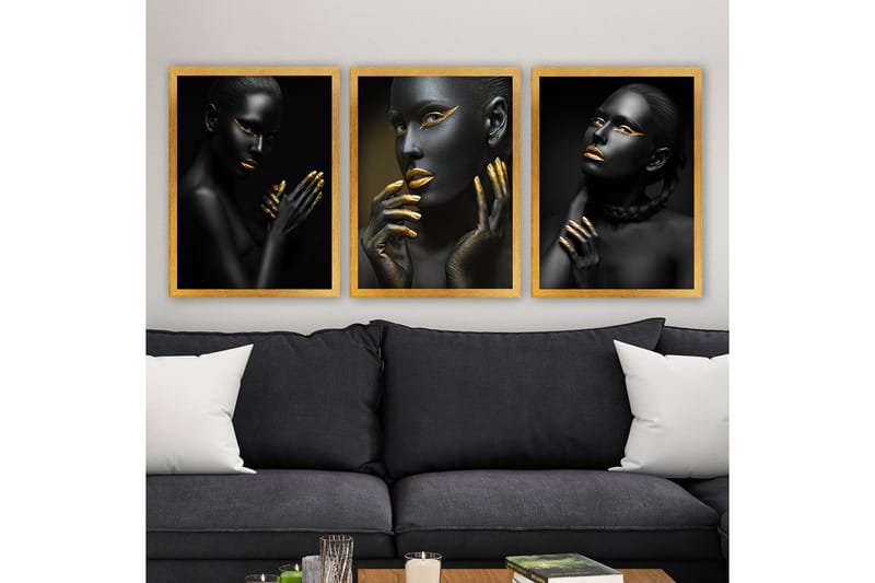 Dekorativ inramad målning 3-Delar 35x45 cm, Flerfärgad