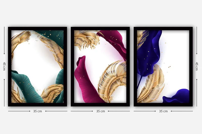 Dekorativ inramad målning 3-Delar 35x45 cm - Flerfärgad - Inredning & dekor - Tavlor & konst - Canvastavla
