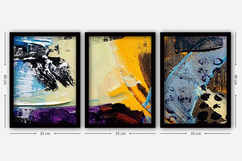 Dekorativ inramad målning 3-Delar 35x45 cm - Flerfärgad - Inredning & dekor - Tavlor & konst - Canvastavla