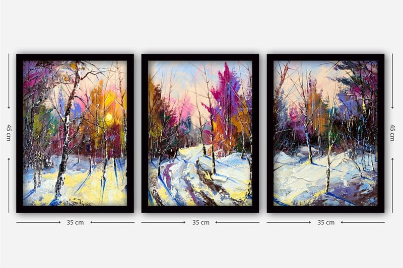 Dekorativ inramad målning 3-Delar 35x45 cm - Flerfärgad - Inredning & dekor - Tavlor & konst - Canvastavla