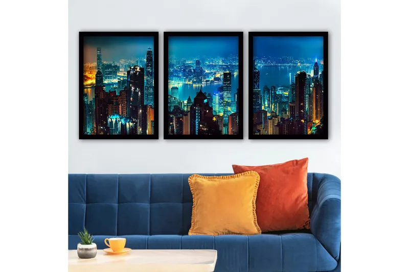 Dekorativ inramad målning 3-Delar 35x45 cm, Flerfärgad