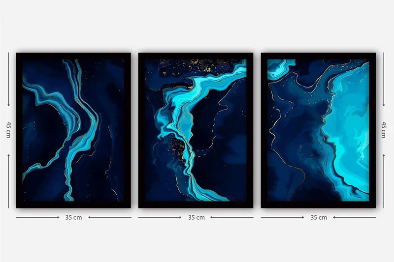 Dekorativ inramad målning 3-Delar 35x45 cm - Flerfärgad - Inredning & dekor - Tavlor & konst - Canvastavla