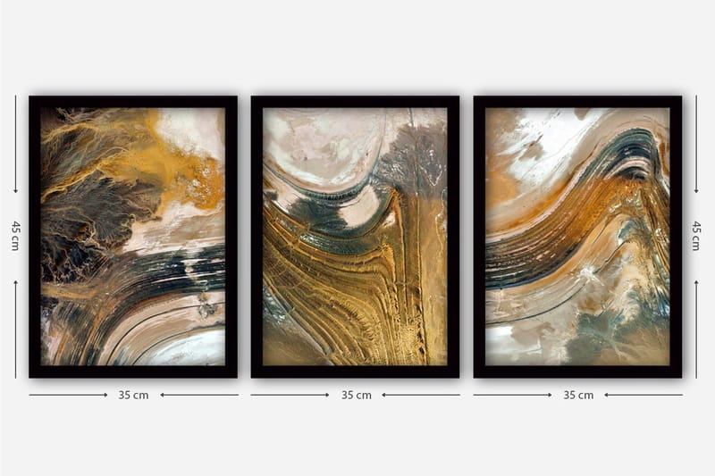 Dekorativ inramad målning 3-Delar 35x45 cm - Flerfärgad - Inredning & dekor - Tavlor & konst - Canvastavla