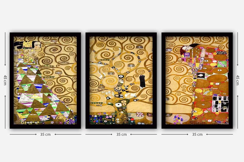 Dekorativ inramad målning 3-Delar 35x45 cm - Flerfärgad - Inredning & dekor - Tavlor & konst - Canvastavla