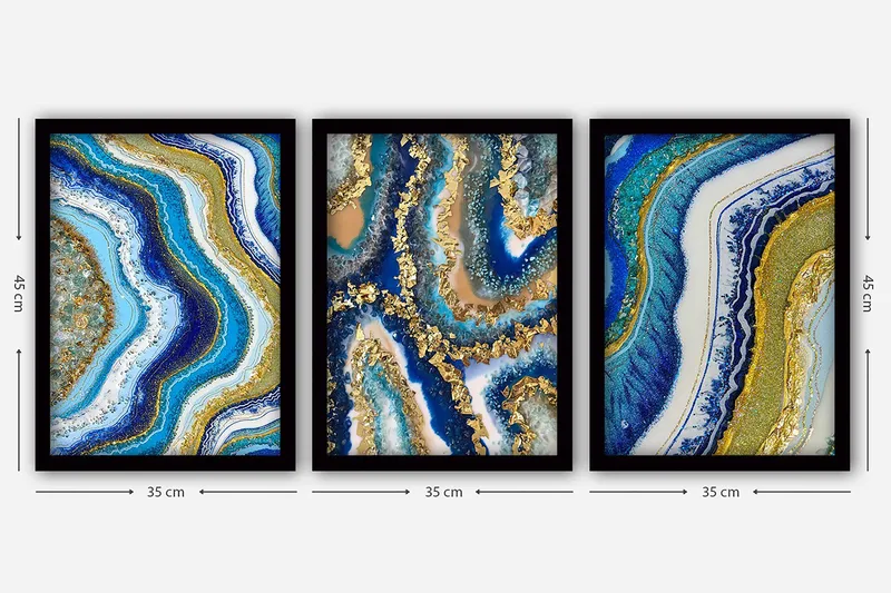 Dekorativ inramad målning 3-Delar 35x45 cm - Flerfärgad - Inredning & dekor - Tavlor & konst - Canvastavla