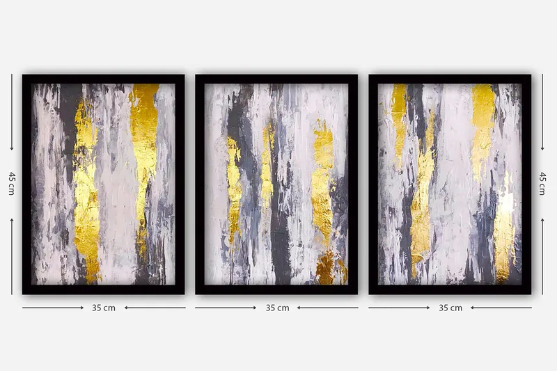 Dekorativ inramad målning 3-Delar 35x45 cm - Flerfärgad - Inredning & dekor - Tavlor & konst - Canvastavla