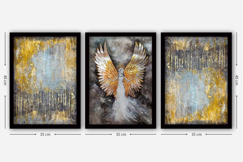 Dekorativ inramad målning 3-Delar 35x45 cm - Flerfärgad - Inredning & dekor - Tavlor & konst - Canvastavla