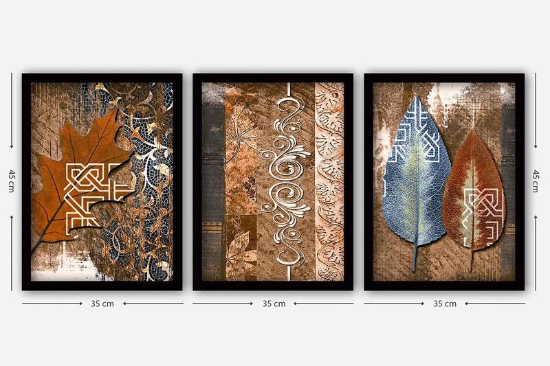 Dekorativ inramad målning 3-Delar 35x45 cm - Flerfärgad - Inredning & dekor - Tavlor & konst - Canvastavla