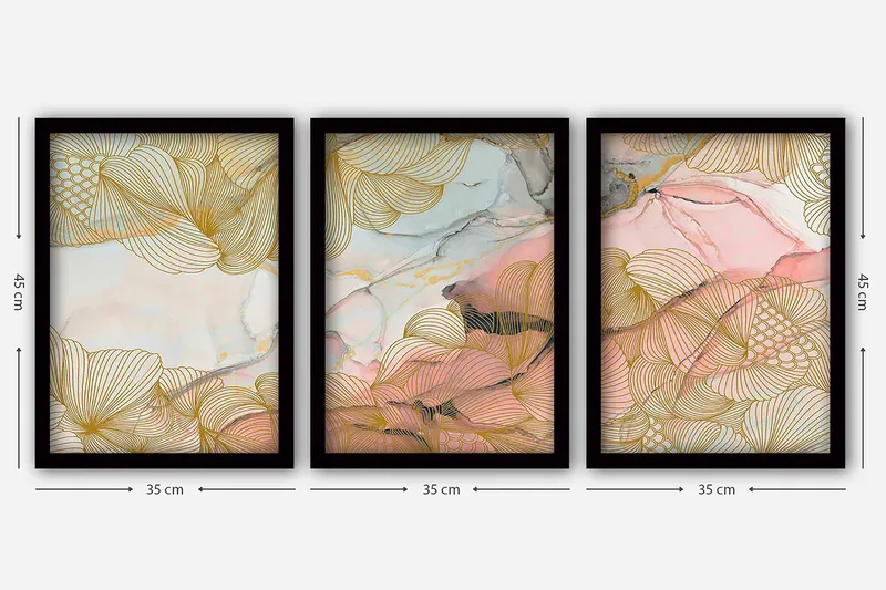 Dekorativ inramad målning 3-Delar 35x45 cm - Flerfärgad - Inredning & dekor - Tavlor & konst - Canvastavla