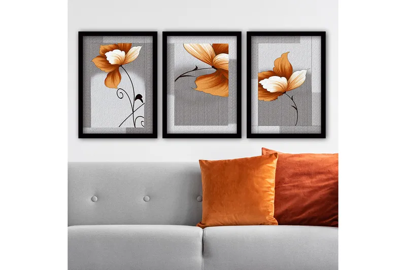 Dekorativ inramad målning 3-Delar 35x45 cm, Flerfärgad