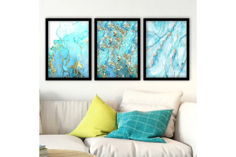 Dekorativ inramad målning 3-Delar 35x45 cm, Flerfärgad