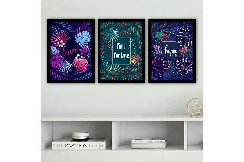 Dekorativ inramad målning 3-Delar 35x45 cm, Flerfärgad