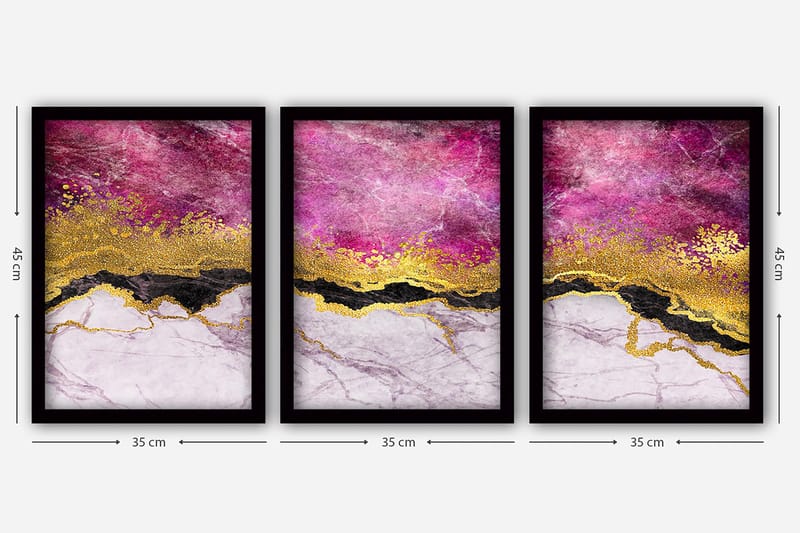 Dekorativ inramad målning 3-Delar 35x45 cm - Flerfärgad - Inredning & dekor - Tavlor & konst - Canvastavla