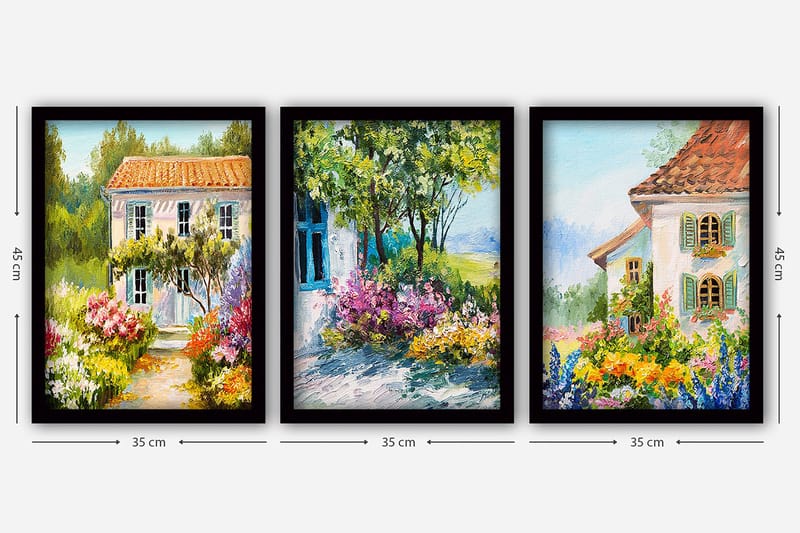 Dekorativ inramad målning 3-Delar 35x45 cm - Flerfärgad - Inredning & dekor - Tavlor & konst - Canvastavla