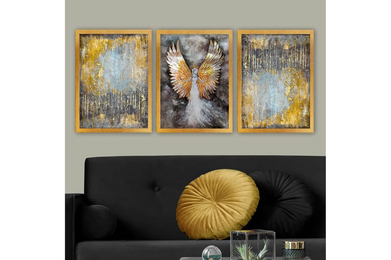 Dekorativ inramad målning 3-Delar 35x45 cm, Flerfärgad