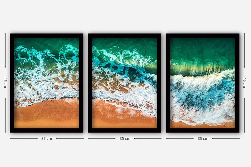 Dekorativ inramad målning 3-Delar 35x45 cm - Flerfärgad - Inredning & dekor - Tavlor & konst - Canvastavla