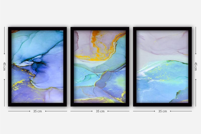 Dekorativ inramad målning 3-Delar 35x45 cm - Flerfärgad - Inredning & dekor - Tavlor & konst - Canvastavla