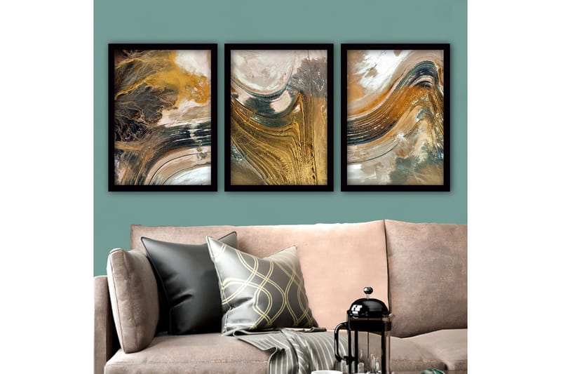 Dekorativ inramad målning 3-Delar 35x45 cm, Flerfärgad