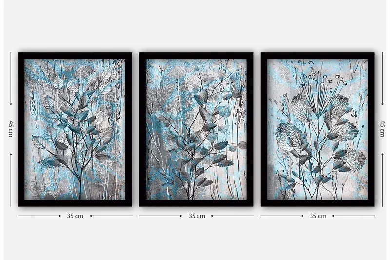 Dekorativ inramad målning 3-Delar 35x45 cm - Flerfärgad - Inredning & dekor - Tavlor & konst - Canvastavla