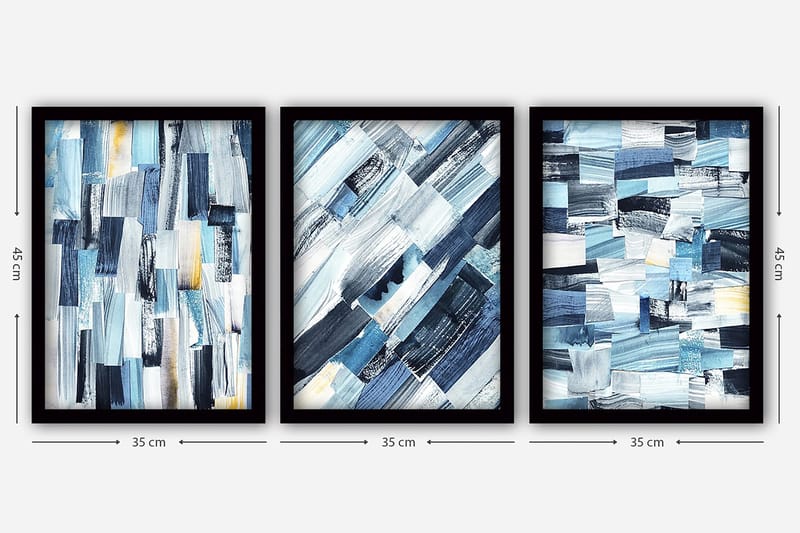 Dekorativ inramad målning 3-Delar 35x45 cm - Flerfärgad - Inredning & dekor - Tavlor & konst - Canvastavla