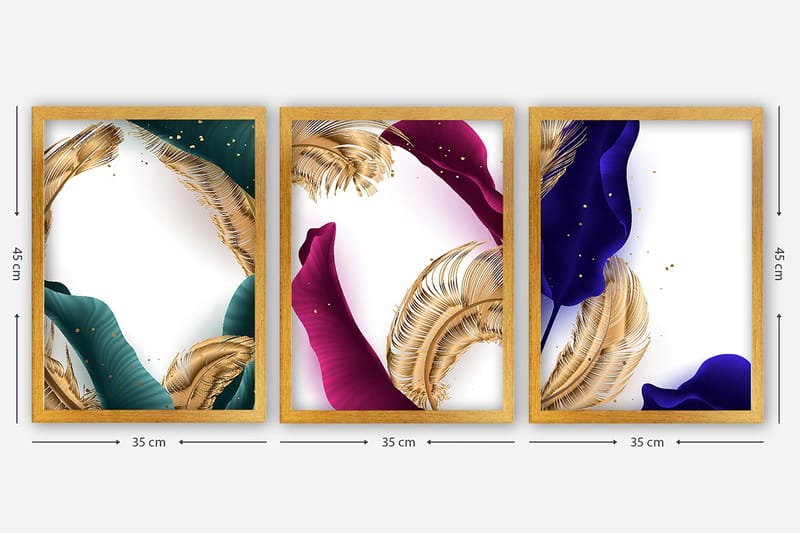 Dekorativ inramad målning 3-Delar 35x45 cm - Flerfärgad - Inredning & dekor - Tavlor & konst - Canvastavla