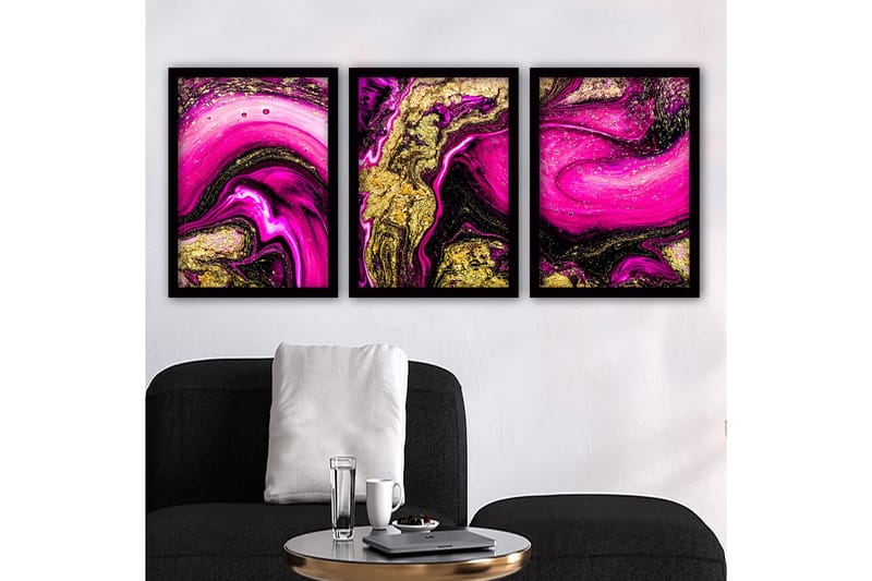 Dekorativ inramad målning 3-Delar 35x45 cm, Flerfärgad