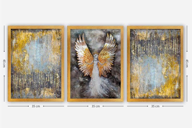 Dekorativ inramad målning 3-Delar 35x45 cm - Flerfärgad - Inredning & dekor - Tavlor & konst - Canvastavla