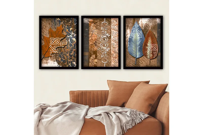 Dekorativ inramad målning 3-Delar 35x45 cm, Flerfärgad