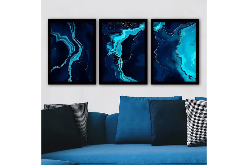 Dekorativ inramad målning 3-Delar 35x45 cm - Flerfärgad - Inredning & dekor - Tavlor & konst - Canvastavla