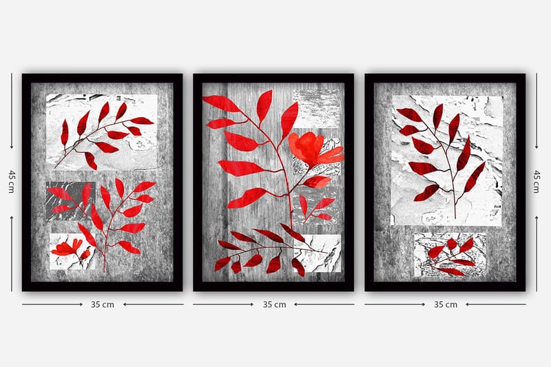 Dekorativ inramad målning 3-Delar 35x45 cm - Flerfärgad - Inredning & dekor - Tavlor & konst - Canvastavla