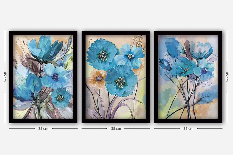 Dekorativ inramad målning 3-Delar 35x45 cm - Flerfärgad - Inredning & dekor - Tavlor & konst - Canvastavla