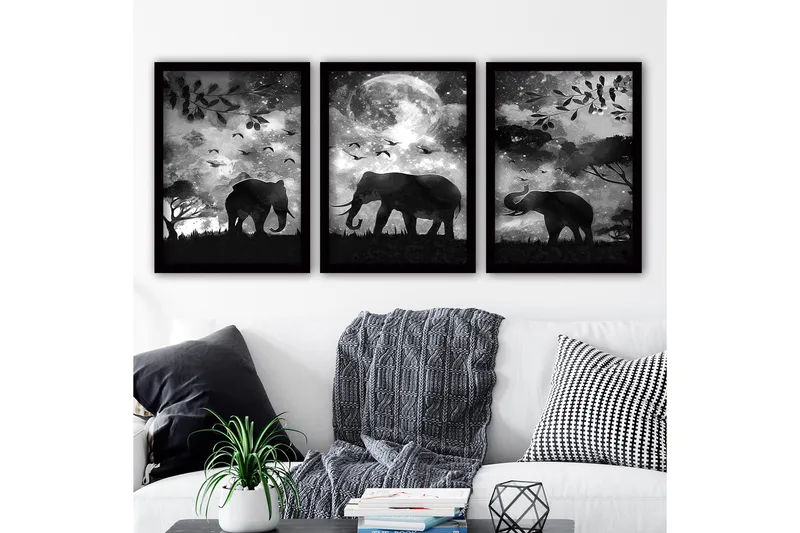 Dekorativ inramad målning 3-Delar 35x45 cm, Flerfärgad