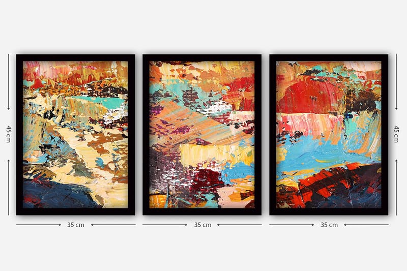 Dekorativ inramad målning 3-Delar 35x45 cm - Flerfärgad - Inredning & dekor - Tavlor & konst - Canvastavla