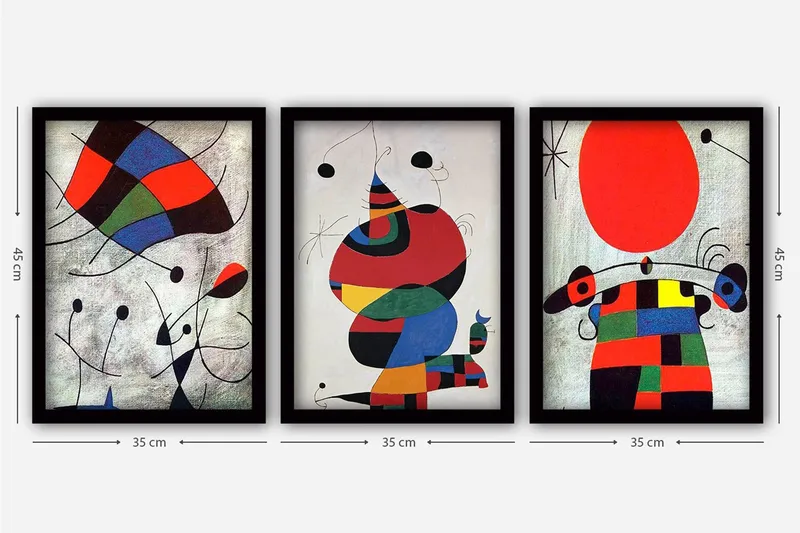 Dekorativ inramad målning 3-Delar 35x45 cm - Flerfärgad - Inredning & dekor - Tavlor & konst - Canvastavla