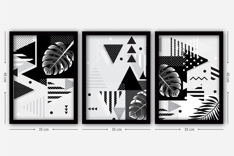 Dekorativ inramad målning 3-Delar 35x45 cm - Flerfärgad - Inredning & dekor - Tavlor & konst - Canvastavla