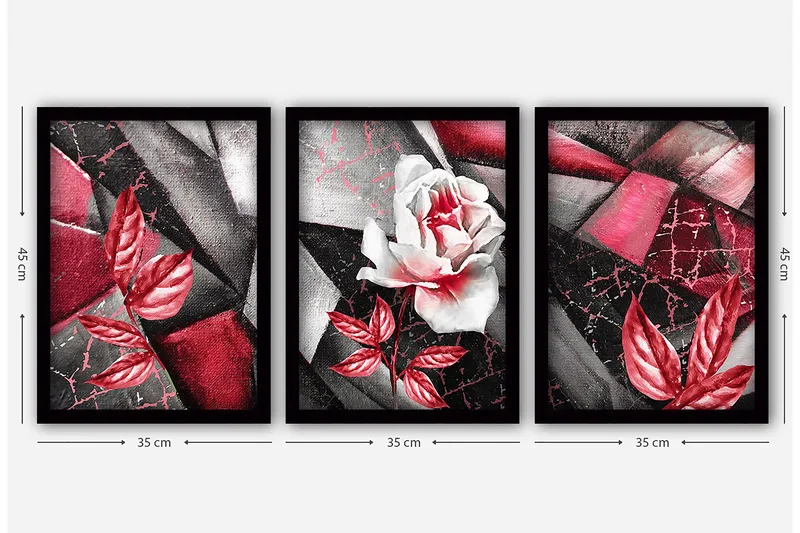 Dekorativ inramad målning 3-Delar 35x45 cm - Flerfärgad - Inredning & dekor - Tavlor & konst - Canvastavla