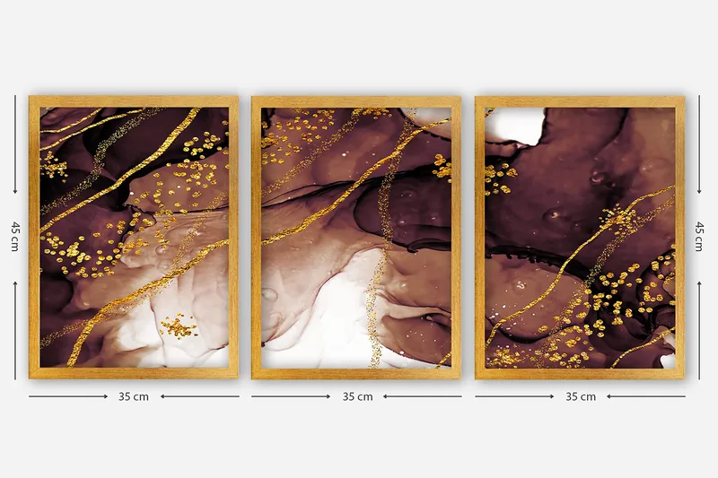 Dekorativ inramad målning 3-Delar 35x45 cm - Flerfärgad - Inredning & dekor - Tavlor & konst - Canvastavla