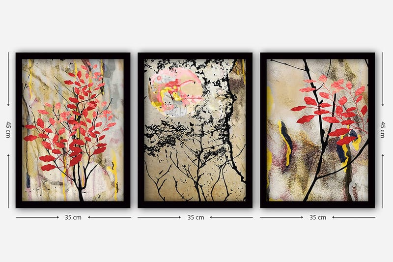 Dekorativ inramad målning 3-Delar 35x45 cm - Flerfärgad - Inredning & dekor - Tavlor & konst - Canvastavla