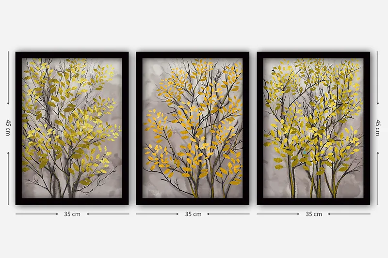 Dekorativ inramad målning 3-Delar 35x45 cm - Flerfärgad - Inredning & dekor - Tavlor & konst - Canvastavla