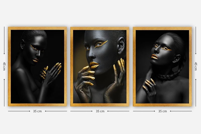 Dekorativ inramad målning 3-Delar 35x45 cm - Flerfärgad - Inredning & dekor - Tavlor & konst - Canvastavla