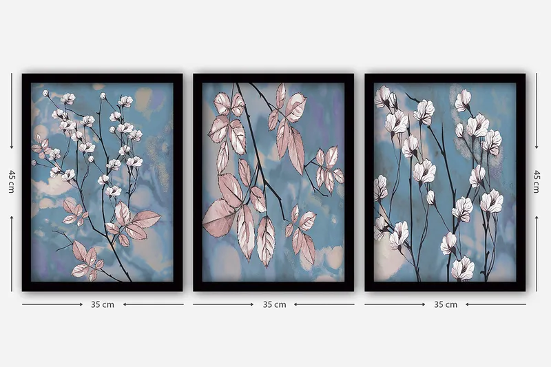 Dekorativ inramad målning 3-Delar 35x45 cm - Flerfärgad - Inredning & dekor - Tavlor & konst - Canvastavla